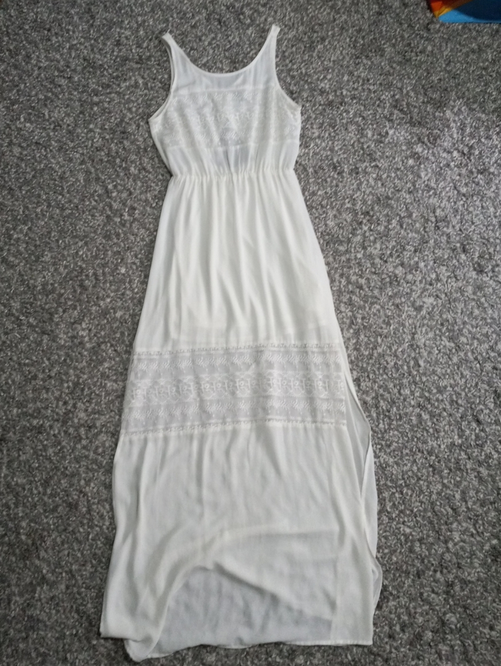 H&M Ivory Maxi Swimsuit Cover -up Dress with Lace Insets Size 6